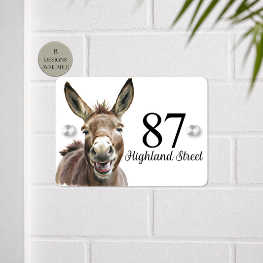 Personalised Watercolour Donkey House Sign | Acrylic Gate Plaque | New Home Gift