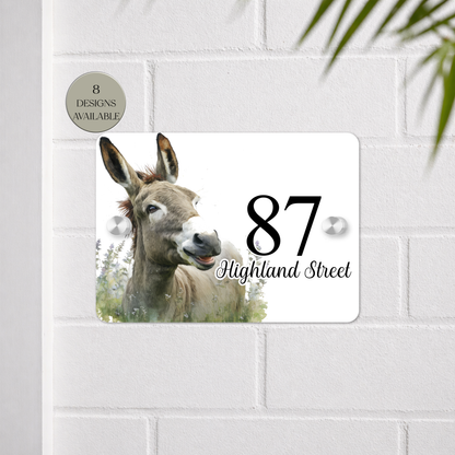 Personalised Watercolour Donkey House Sign | Acrylic Gate Plaque | New Home Gift