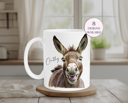 Personalised Watercolour Donkey Mug & Coaster Set | Donkey Lover Gift