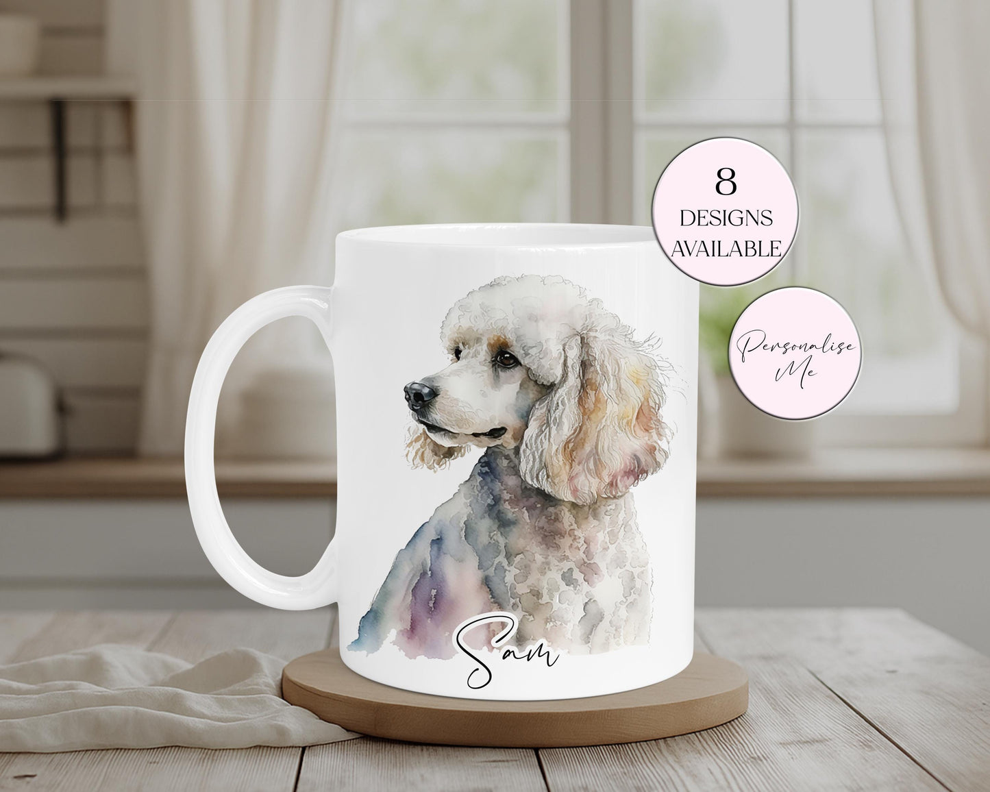 Personalised Poodle Mug & Coaster Set – Dog Lover Gift | Custom Name Coffee Cup