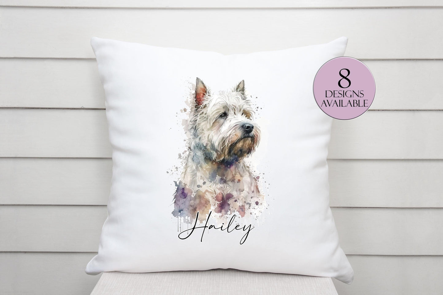 Personalised West Highland Terrier Cushion – Watercolour Westie Gift