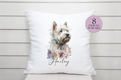 Personalised West Highland Terrier Cushion – Watercolour Westie Gift