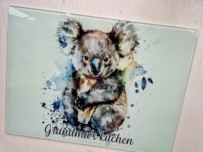 Personalised Koala Bear Glass Chopping Board | Cheese Board | Gift for Her | Housewarming Gift