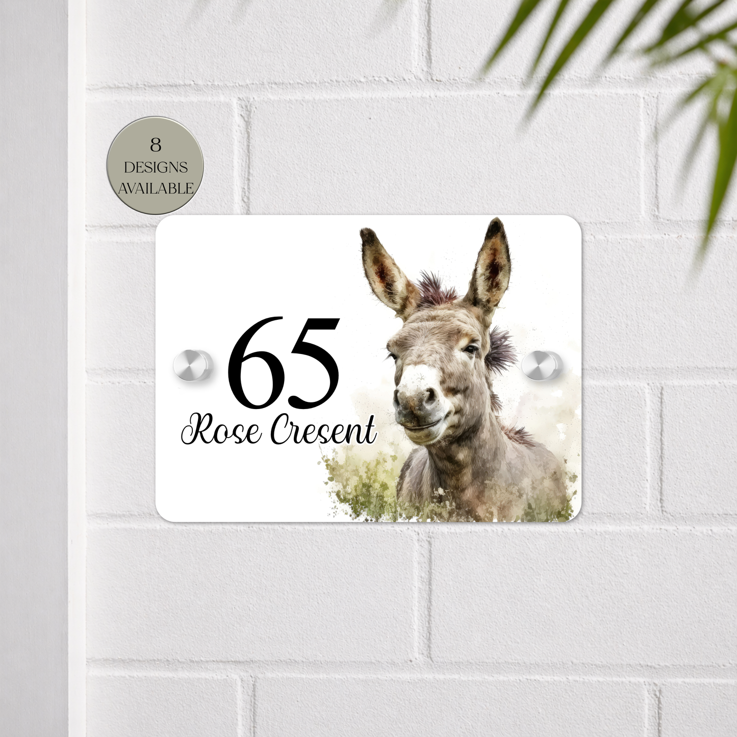Personalised Watercolour Donkey House Sign | Acrylic Gate Plaque | New Home Gift