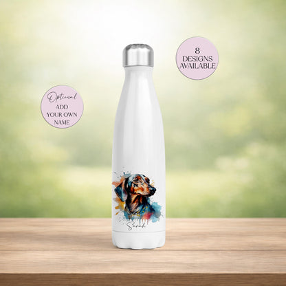 Personalised Dachshund Water Bottle – Stainless Steel Insulated | Sausage Dog Gift