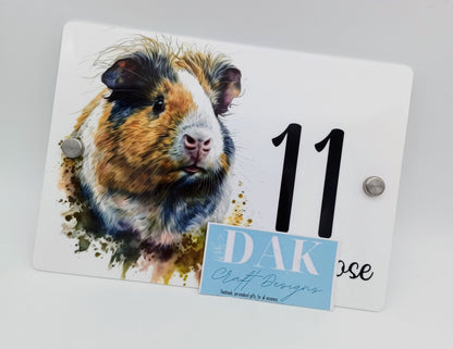 Personalised Guinea Pig Acrylic House Sign | Custom House Number Plaque | New Home Gift