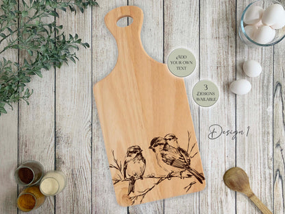 Personalised Wooden Bird Cutting Board – Custom Engraved Kitchen Gift