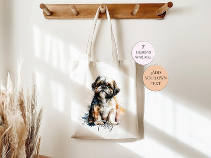 Personalised Watercolour Shih Tzu Tote Bag – Custom Dog Lover Gift | Eco Shopper
