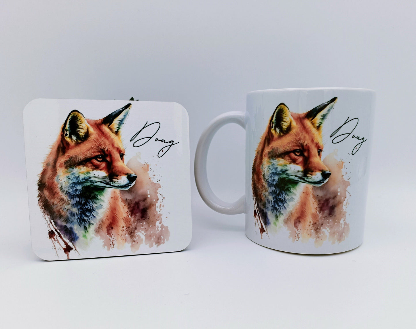 Personalised Watercolour Fox Mug – Fox Lover Gift & Custom Coffee Cup