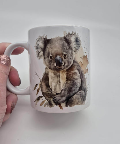 Personalised Koala Bear Mug & Coaster Set – Watercolour Animal Gift