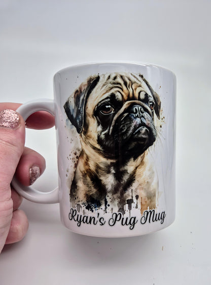 Personalised Pug Mug & Coaster Set | Dog Lover Gift