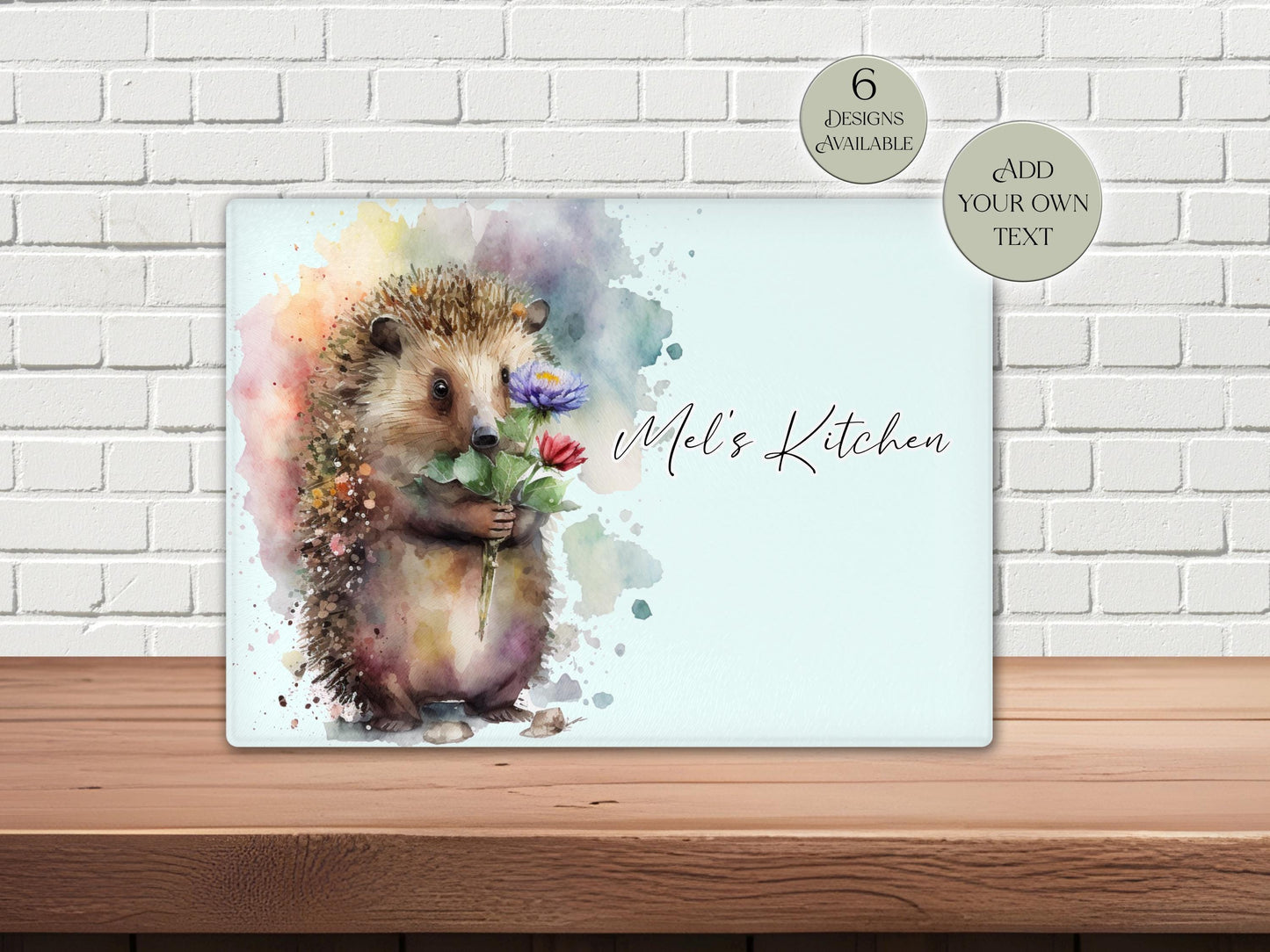 Personalised Hedgehog Glass Chopping Board - Custom Cheese Platter - Housewarming - Kitchenware - Home Décor