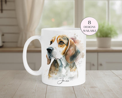 Personalised Beagle Mug & Coaster Set | Custom Dog Lover Gift | Watercolour Beagle Present