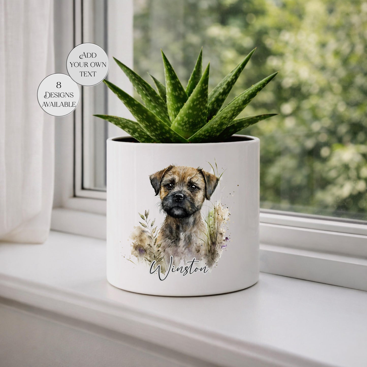 Personalised Border Terrier Plant Pot | Succulent Planter | Dog Lover Gift