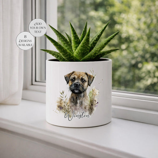 Personalised Border Terrier Plant Pot | Succulent Planter | Dog Lover Gift