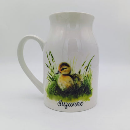 Personalised Watercolour Duckling Milk Jug | Flower Vase | Duck Lover Gift
