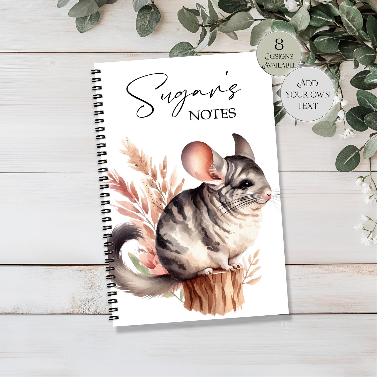 Personalised Chinchilla Notebook | Custom Name Journal | Cute Gift for Chinchilla Lovers