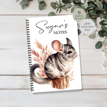 Personalised Chinchilla Notebook | Custom Name Journal | Cute Gift for Chinchilla Lovers
