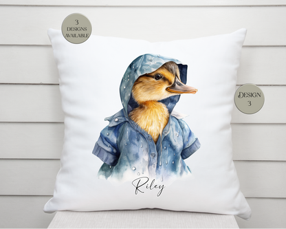 Personalised Raincoat Duck Cushion – Duck Lover Gift & Home Décor