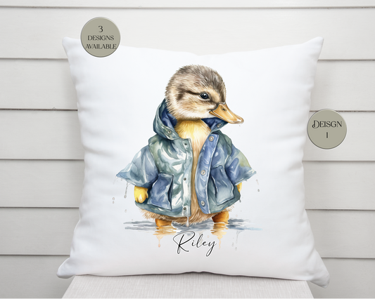 Personalised Raincoat Duck Cushion – Duck Lover Gift & Home Décor