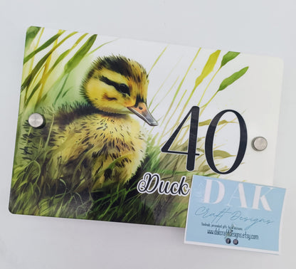 Personalised Watercolour Duck House Sign | Acrylic Gate Plaque | New Home Gift