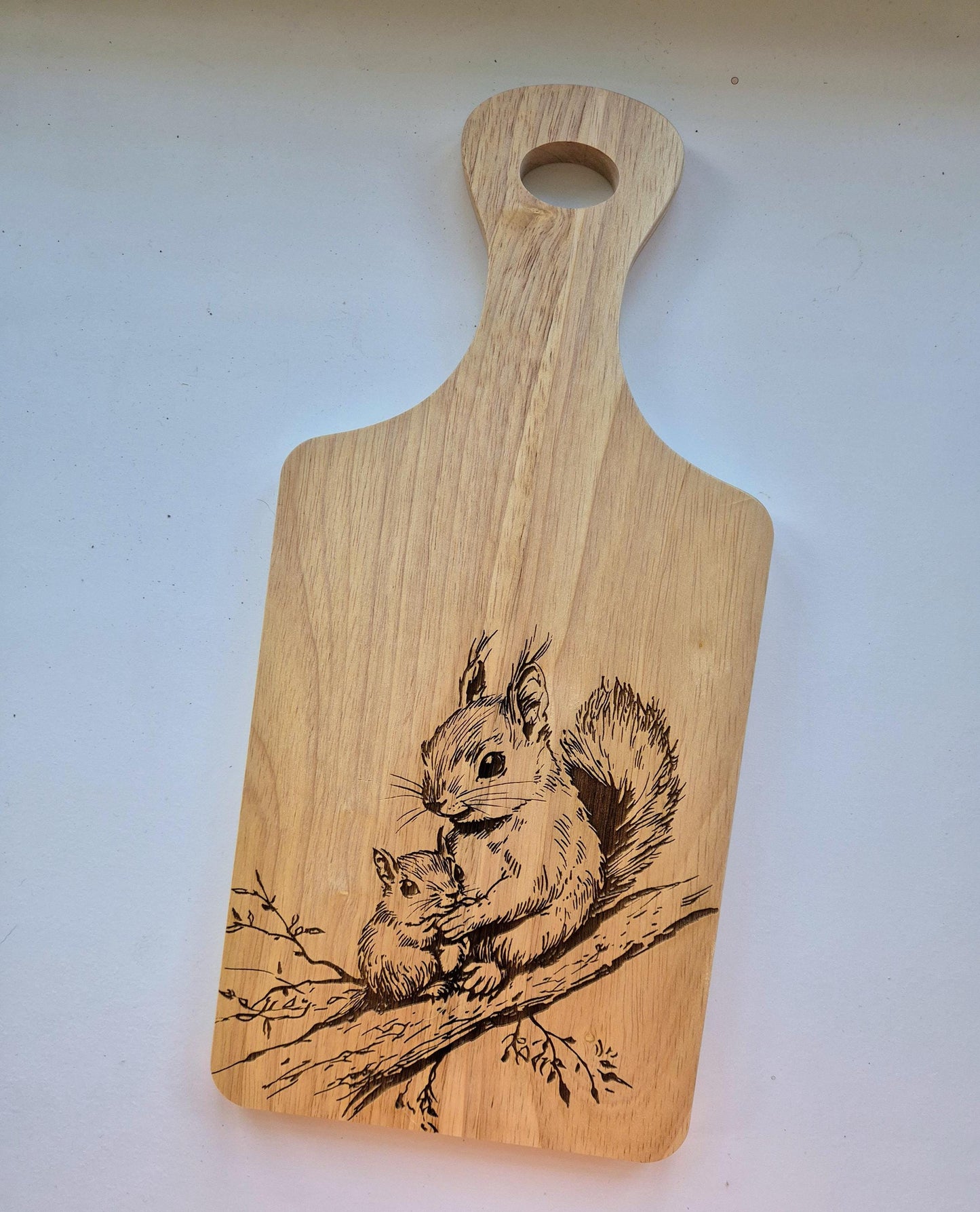 Personalised Squirrel Wooden Chopping Board | Engraved Kitchen Gift | Rustic Cheese Board