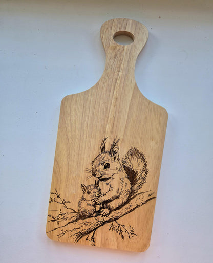 Personalised Squirrel Wooden Chopping Board | Engraved Kitchen Gift | Rustic Cheese Board