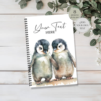 Personalised Penguin Notebook – Watercolour A4/A5 Journal - Gift for Penguin Lover