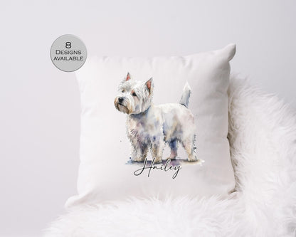 Personalised West Highland Terrier Cushion – Watercolour Westie Gift
