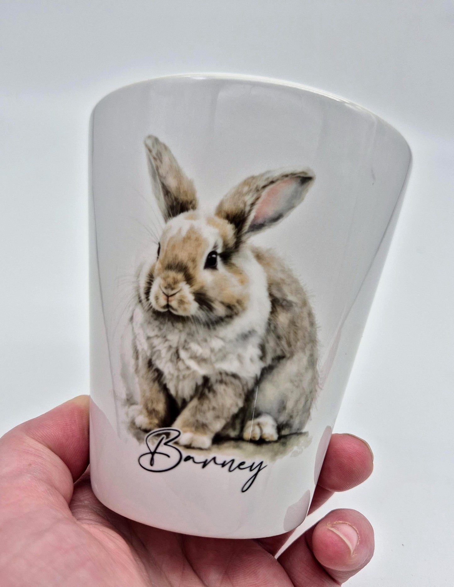 Personalised Watercolour Bunny Rabbit Plant Pot – Custom Pen & Brush Holder | Rabbit Lover Gift