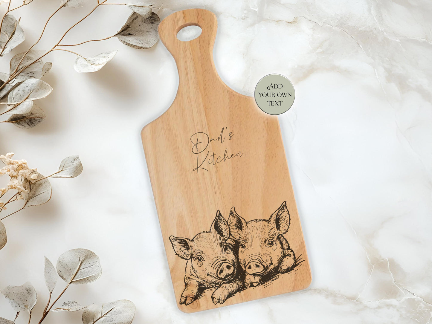 Personalised Wooden Pig Cutting Board – Custom Engraved Kitchen Gift