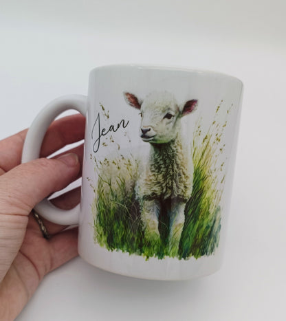 Personalised Watercolour Lamb Mug & Coaster Set | Sheep Lover Gift