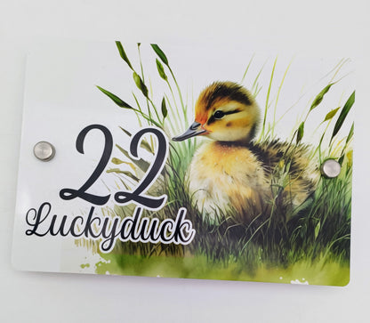 Personalised Watercolour Duck House Sign | Acrylic Gate Plaque | New Home Gift