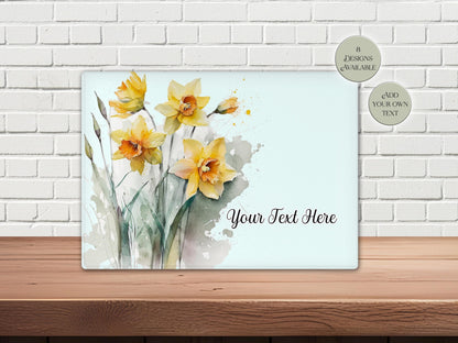 Personalised Daffodil Glass Chopping Board – Floral Kitchen Gift | Cheese Board & Worktop Saver