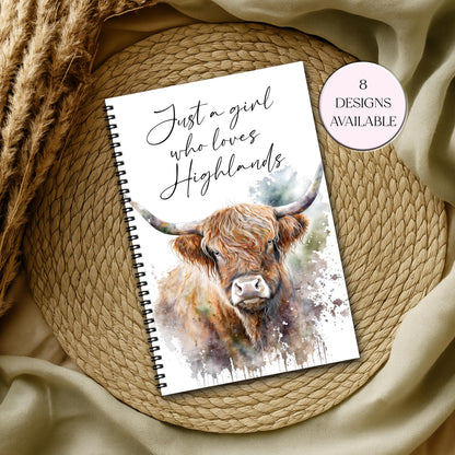 Personalised Highland Cow Notebook | Custom A4 & A5 Journal | Highland Cow Gift