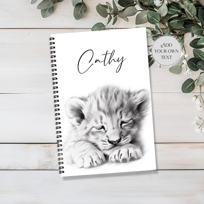 Personalised Lion Notebook | Lion Cub Notepad | A5 or A4