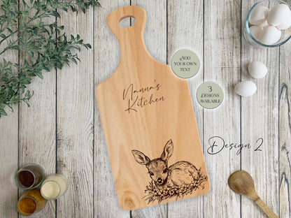 Personalised Wooden Deer Cutting Board – Custom Engraved Kitchen Gift