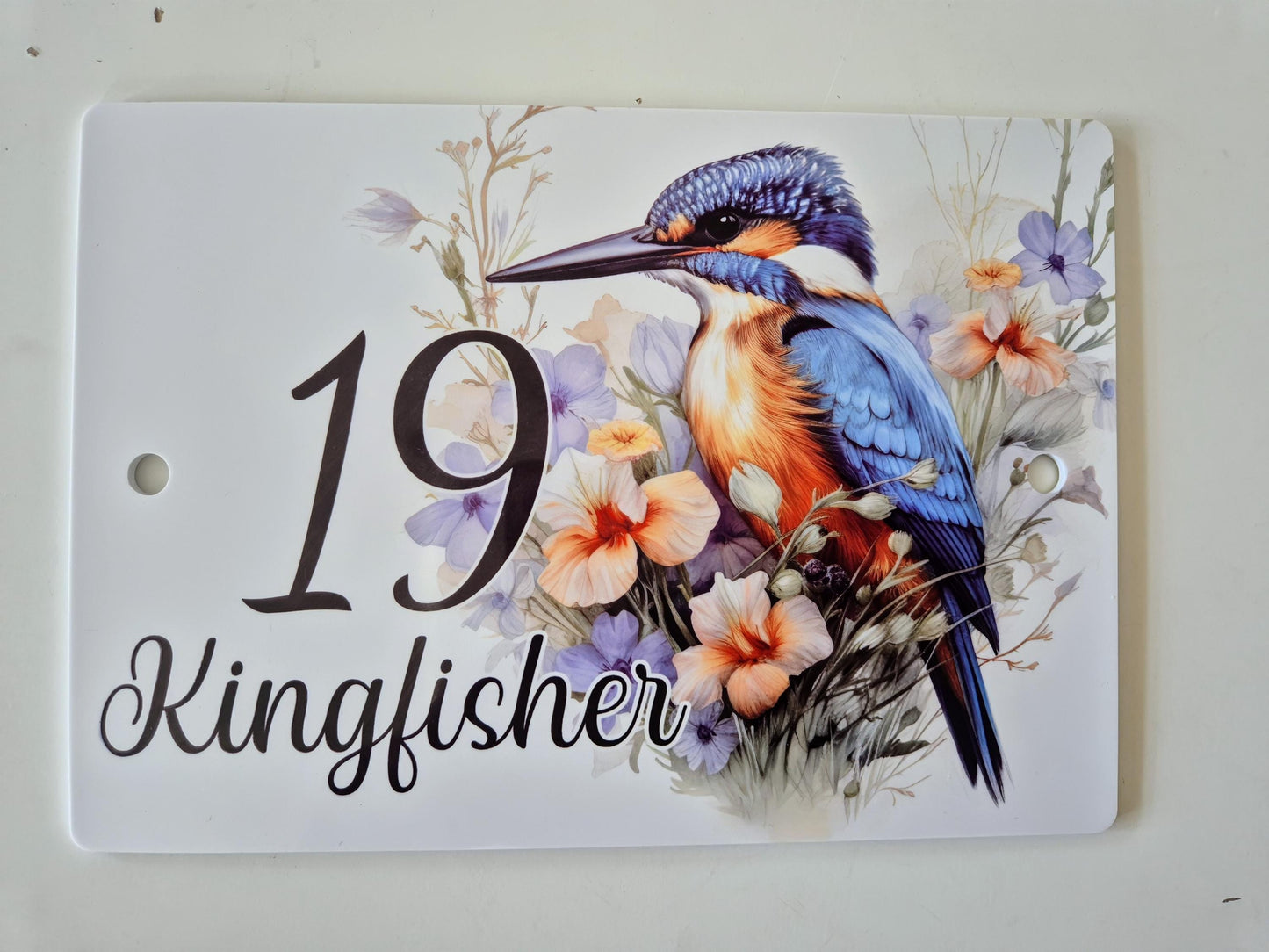 Personalised Watercolour Kingfisher House Sign | Acrylic Gate Plaque | New Home Gift