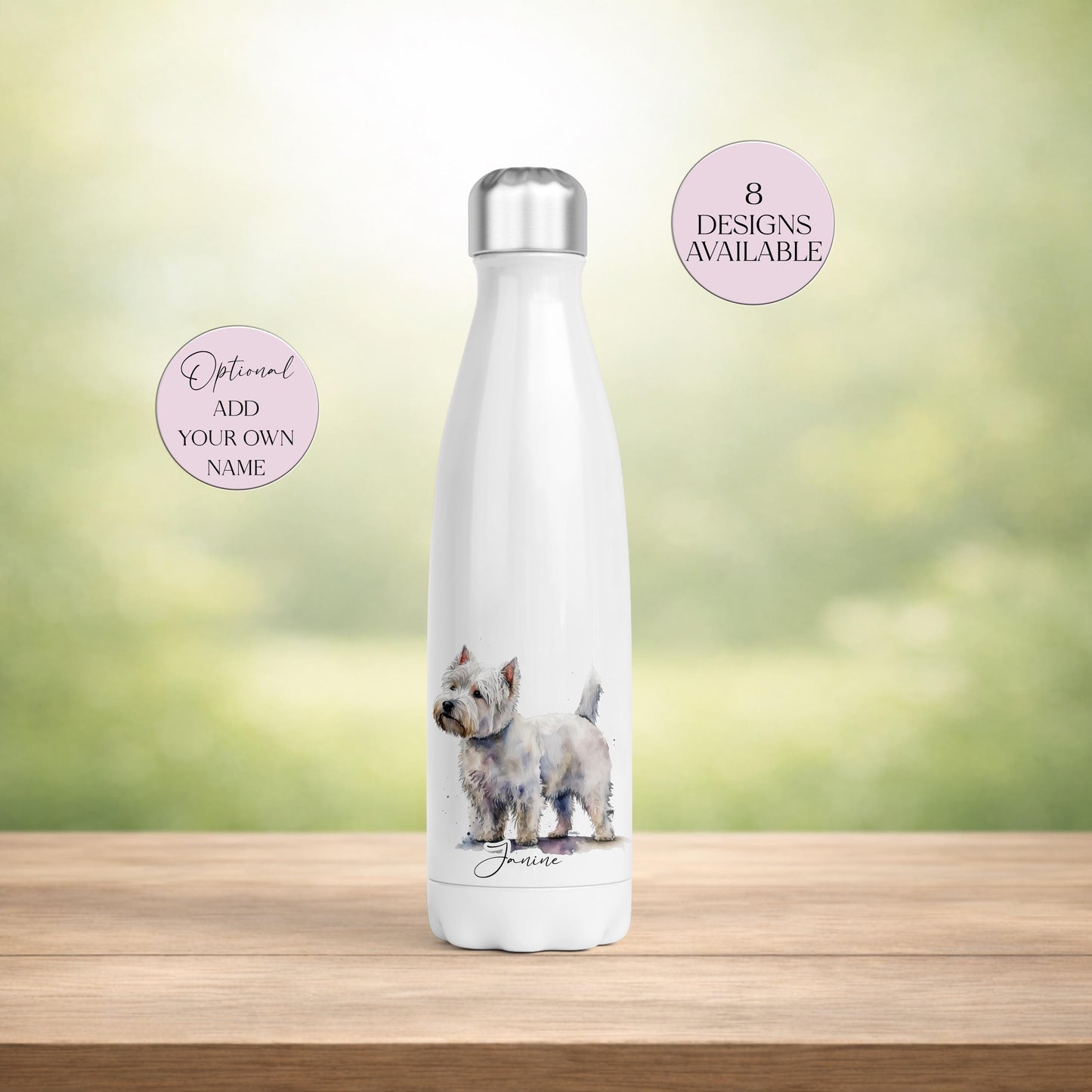Personalised West Highland Terrier Water Bottle | Westie Dog Gift