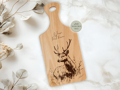 Personalised Stag Cutting Board – Custom Engraved Wooden Kitchen Gift
