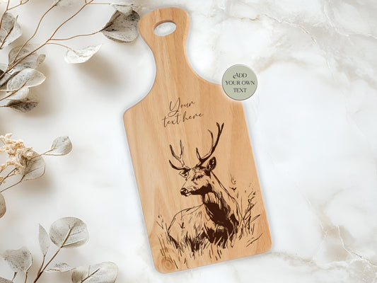 Personalised Stag Cutting Board – Custom Engraved Wooden Kitchen Gift