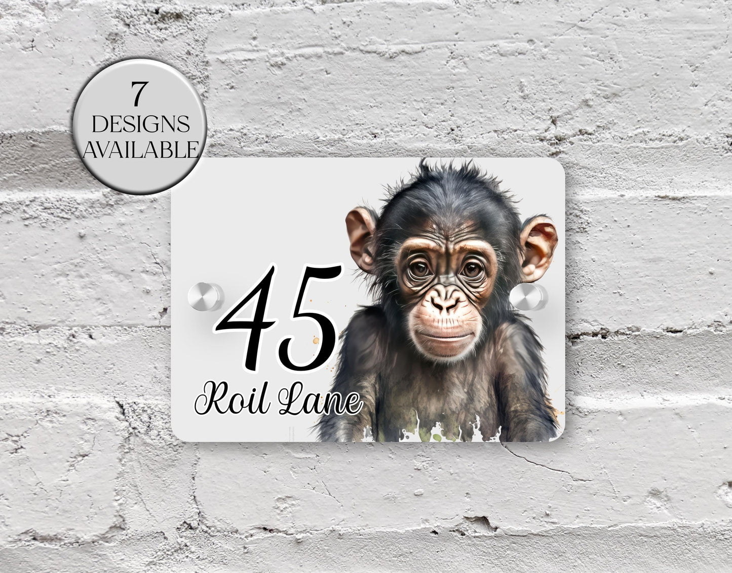 Personalised Watercolour Monkey House Sign | Acrylic Gate Plaque | New Home Gift