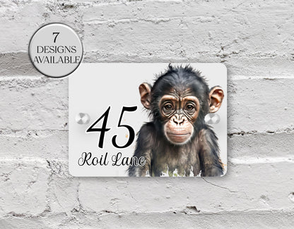 Personalised Watercolour Monkey House Sign | Acrylic Gate Plaque | New Home Gift