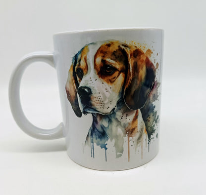 Personalised Beagle Mug & Coaster Set | Custom Dog Lover Gift | Watercolour Beagle Present