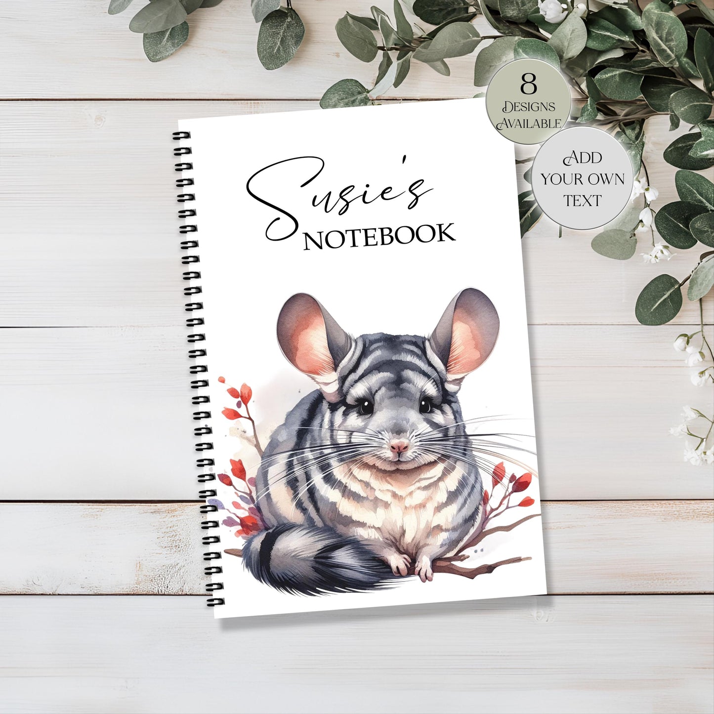 Personalised Chinchilla Notebook | Custom Name Journal | Cute Gift for Chinchilla Lovers