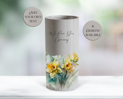 Watercolour Daffodil Ceramic Vase – Personalised Floral Gift for Her
