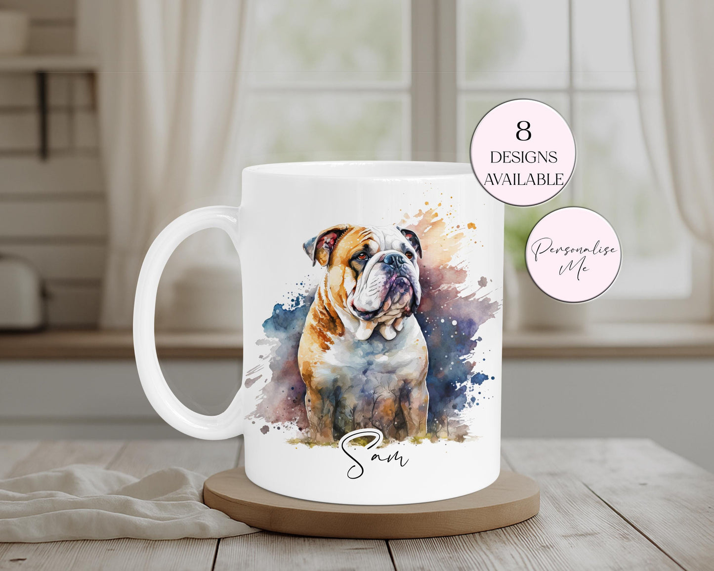 Personalised British Bulldog Mug – Custom Dog Lover Gift | With Matching Coaster Option