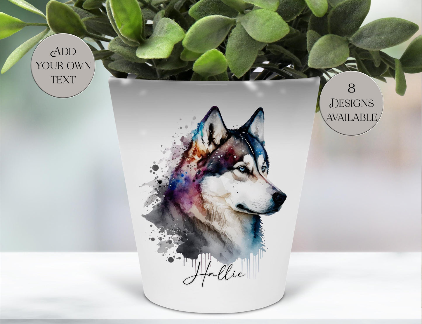 Personalised Siberian Husky Plant Pot – Pen Holder & Brush Organiser | Husky Lover Gift