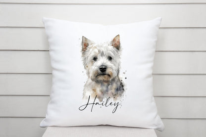 Personalised West Highland Terrier Cushion – Watercolour Westie Gift