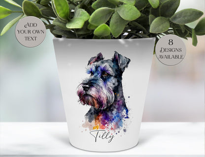 Personalised Schnauzer Plant Pot – Pen Holder, Desk Organiser & Dog Lover Gift - Memorial Keepsake